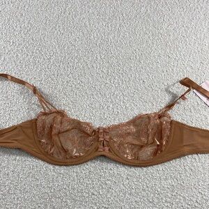 Sheer Lace Underwire Bra in Caramel 34 D